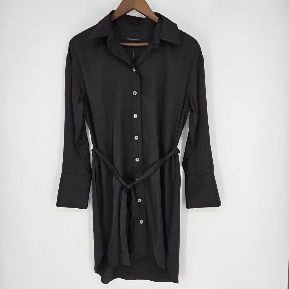 NWT Banana Republic Black Belted Shirt Dress Small
